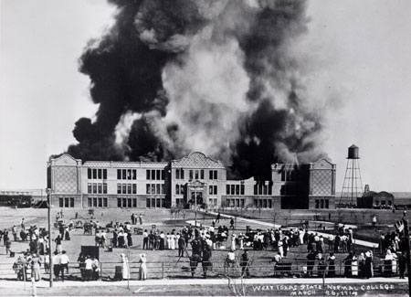 Old Main Burning